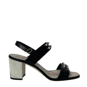Pedro Garcia Black Low Block Heel w Studs 39.5